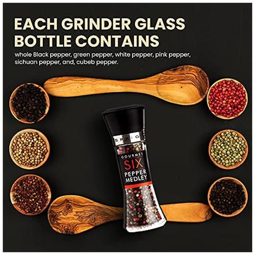 Sprig Six Pepper Medley - Gourmet Whole Mixed Colour Peppercorns, 85 g Grinder Bottle-5.webp